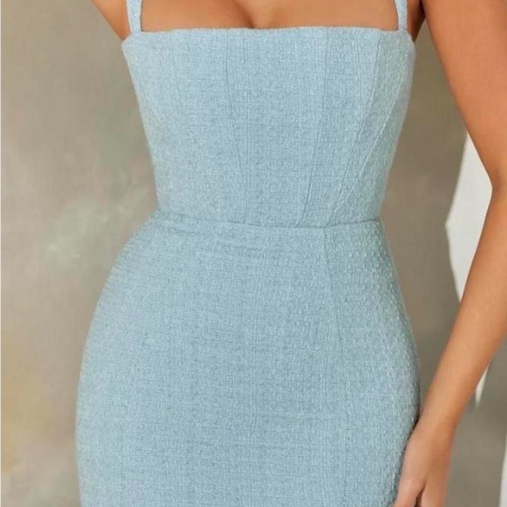 Oh Polly Strapless Light Blue Dress